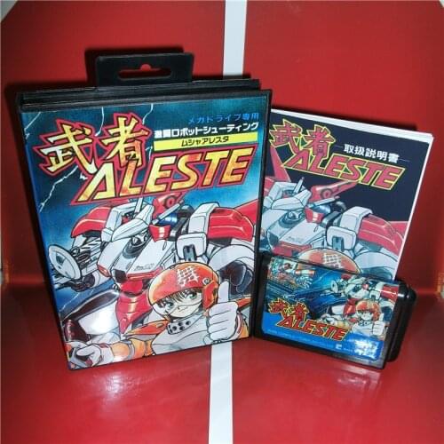 MD games card - Aleste Japan Cover with Box and Manual for MD MegaDrive Genesis Video Game Console 16 bit MD card