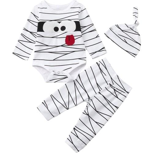 Newborn Kids Baby Boys Girl Clothes Long Sleeve Halloween Cartoon Romper Pants Hat Outfits 6 12 18 24 Months meisjes kleding