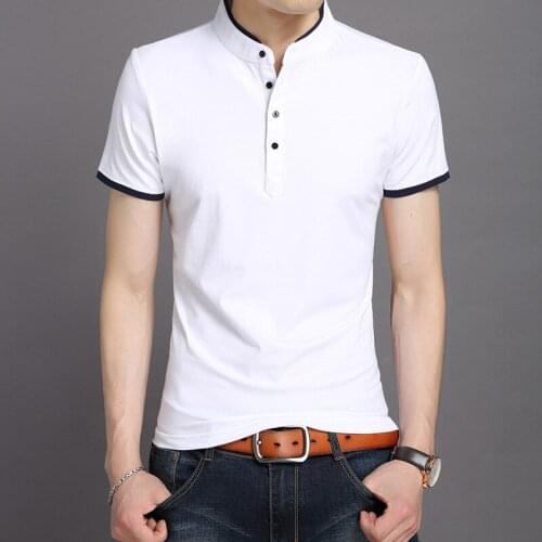 MRMT 2020 Brand New Summer Mens T Shirt Collar Short Sleeved T-shirt for Male Slim Youth Pure Color Cotton Tops Tshirt