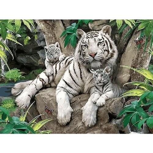 Frameless Tiger Paint By Numbers Coloring Hand Painted Home Decor Kits Drawing Canvas DIY Oil Painting Pictures By Numbers
