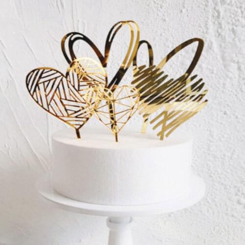 Wholesale Happy Birthday Love Flag Cake Topper Acrylic Letter Gold Silver Cake Top Flag Decoration for Birthday Party