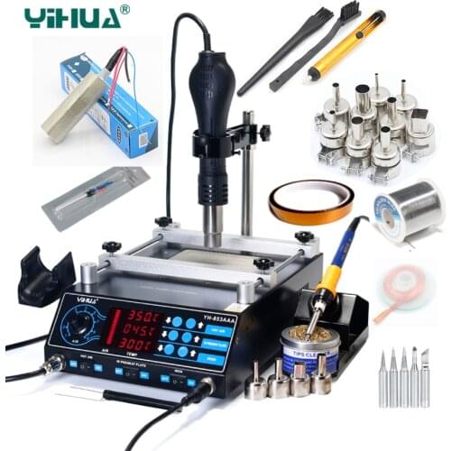 YIHUA 853AAA Bga Rework Station SMD Hot Air Gun Soldering Irons Preheating Station Functions 3 in 1 BGA rework soldering station