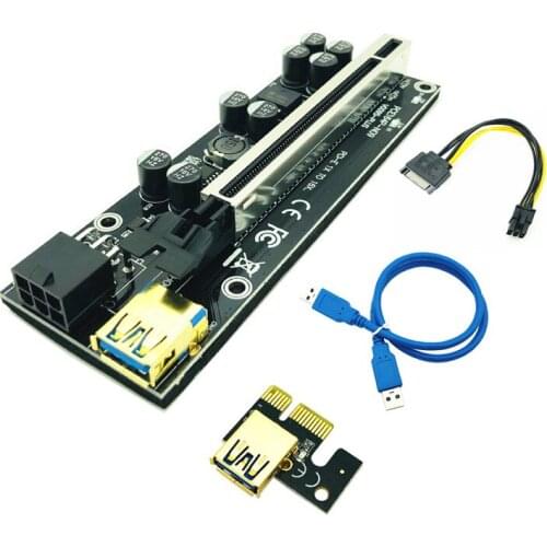PCI-E Pcie Riser 009S PLUS Profesional Express 1X 4x 8x 16x Extender PCI E USB Riser 009 GPU 6Pin Card SATA 15pin for BTC Miner