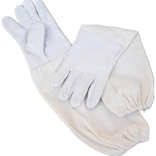 Goatskin Beekeeping Gloves with Long Protective Sleeves & Elastic Cuffs, Work Gloves Beekeeping Gloves for Man and Woman