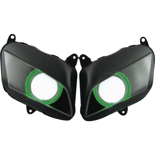 Motorcycle Front Headlight Green Angel Eye HID Projector White Demon Eye Headlight Assembly For Honda CBR600RR 2007-2012