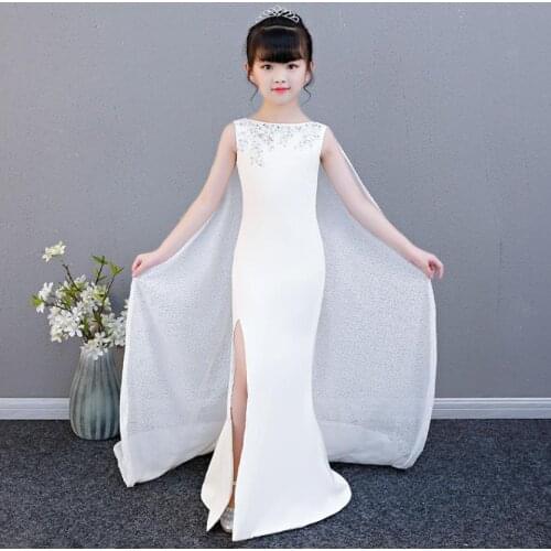 Baby Clothes Dresses 2020 Kids Catwalk Costume Beading Sequined Design Mermaid Gown Wedding Birthday Party Dress For Girls L628