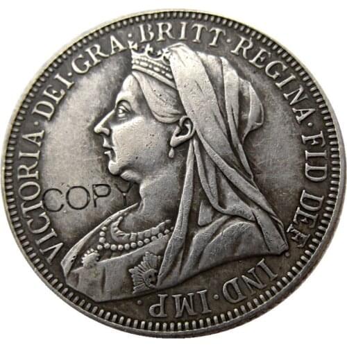 Full Set (1893-1901) 9pcs Queen Victoria Great Britain Silver 1 Florin Silver Plated Copy Coins