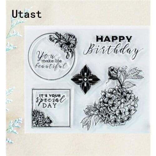 Birthday Flowers Clear Silicone Stamps /Transparent Rubber Stamp for DIY Scrapbooking /Photo Album Decorative Craft Making