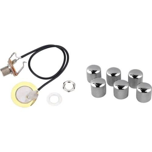 Electric Guitar Bass Volume Knob Potentiometer Chord Cap Volume Knob & Guitar Transducer Pre-Wired Amplifier Piezo Jack