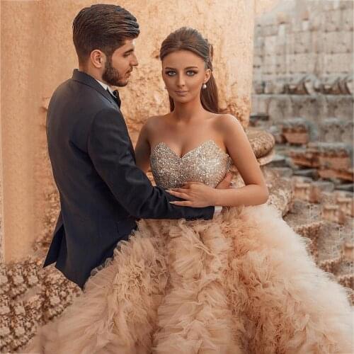 Robe De Mariee 2021 New Arrivals Sequins Wedding Dresses A-Line Sleeveless Tassel Wedding Gowns Vestido De Noiva