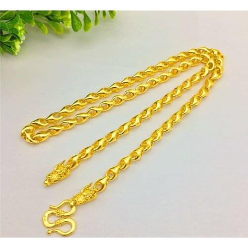 Luxury Vintage 14K Gold Necklace for Men Wedding Engagement Jewelry 6N Thick Yellow Gold Chain Jewelry Mens Anniversary Gifts