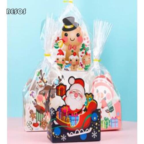 Christmas New Year Cartoon Santa Claus Snowman Gingerbread Man Elk Candy Handmade Product Bestselling Safe Fresh Gift Bag B201D