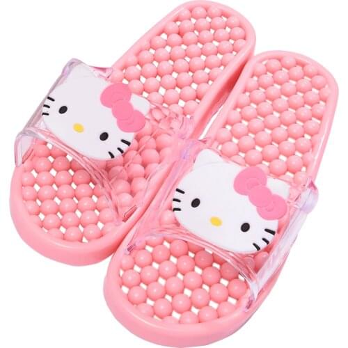 Sanrio Hello Kitty bathroom slippers boy and girl bathing plastic hollow massage sandals and slippers female Melody slipper