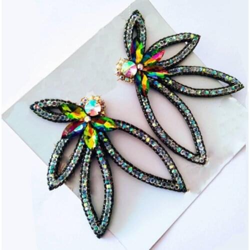 2021 New Rhinestone Dangle Earrings For Women Fashion Jewelry Bridal Wedding Drills Flower Statement Earrings Big Accessories