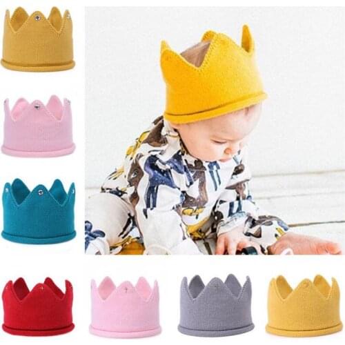 YUXIC Newborn Baby Crown Hats Knitted Crochet Boys Girls Caps Infant Turban Toddler Hair Accessories