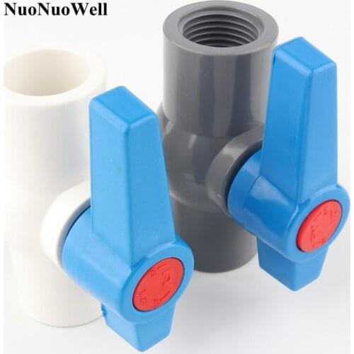 2pcs/lot 20mm PVC Ball Valve 1/2" Female Thread Globe Valve Irrigation Garden Water Connectors Aquarium Tank Adapter Blue Handle