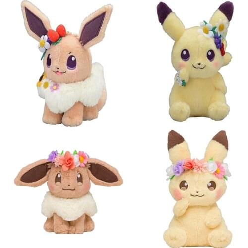 TAKARA TOMY Pokemon Go Anime Pikachu Eievuis Easter Eevee Plush Toys Dolls kawaii Plush Stuffed Toys Christmas Gifts for Kids