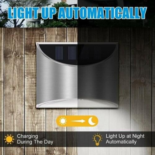 2/4PCS Outdoor Solar Light Wall Lamp Led Garden Waterproof Solar Powered Security Lighting for House Front Patio Fence Step Lamp
