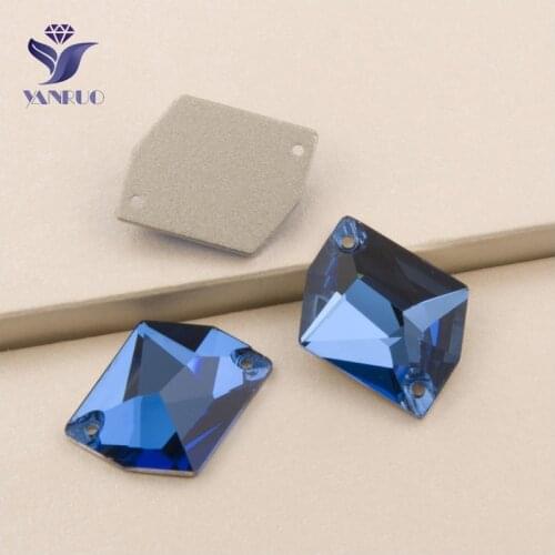 YANRUO 3265 All Sizes Sapphire Cosmic Sew On Glass Rhinestone Crystal Flatback Strass For Garments