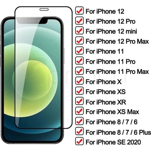 9D Protective Tempered Glass For iPhone 7 8 6 6S Plus Screen Protector Film on iPhone X XS XR 11 12 Pro Max 12 Mini Glass Case