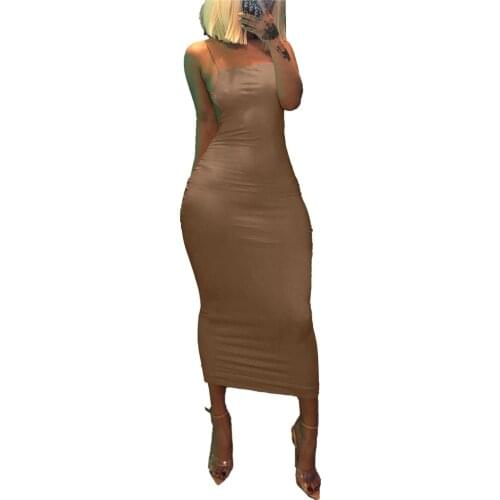 XLLAIS Women Bandage Sexy Club Dresses Summer Sleeveless Backless Ankle-Length Vestidos Ladies Tight Stretchy Birthday Clothes