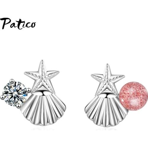 Autumn New Authentic 100% 925 Sterling Silver Shell Starfish Earrings for Women Girls Ear Stud Jewelry Fashion Gift