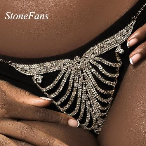 StoneFans Beach Waist Jewelry Chain Bayas for Women Lingerie Shining Ladies Sexy Rhinestone Panties Thong Hot Beach Accessories