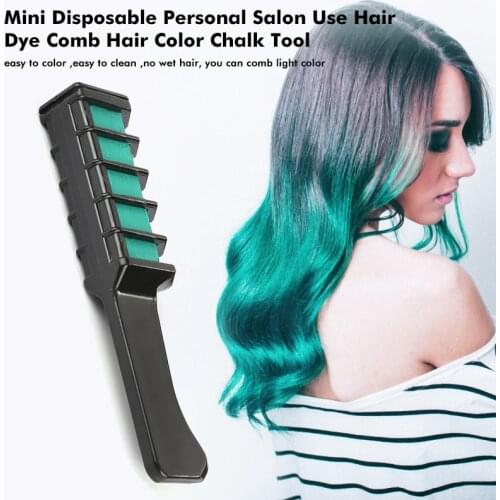 1pc Disposable Mini Hair Dye Comb Purple Red Hair Color Chalk Pearl Powder Hair Dyeing Tool Personal Salon Use Crayons TSLM1