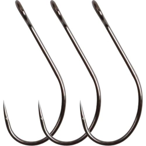 10-20pcs/lot Okin big eye horse mouth hook No barb Carbon Steel Single Hooks Fly Fishing Carp Bass Fishing Tackle Accessories