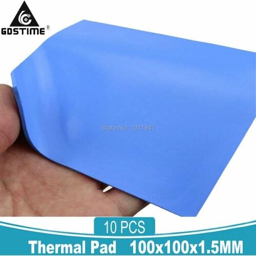 10pcs Lot Blue 100x100x1.5mm 100 x 1.5mm Silicone Compound Conductive Thermal Pad