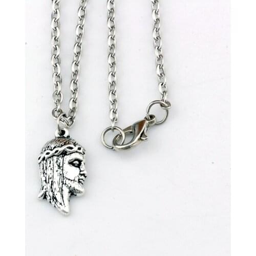 10pcs/lots Zinc Alloy Jesus religion Alloy Charms Pendant Necklaces travel protection Pendants Necklaces 23.6inches Chains