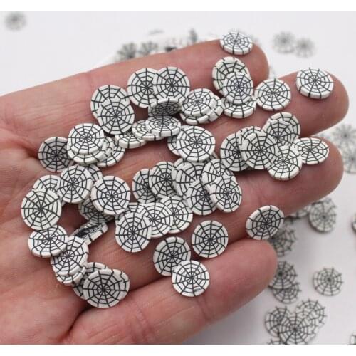 100g/Lot Halloween Series Spider Web Clay Slices Soft Pottery Sprinkles for DIY Crafts Filling Accessories
