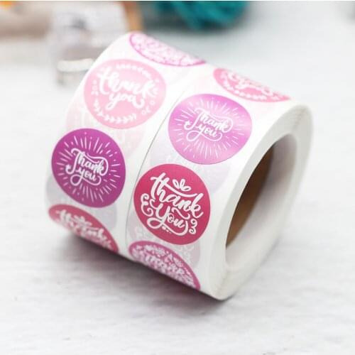 500pc/roll 4 Designs Olive Thank You Stickers Red Labels Sticker Seal For Envelope Scrapbooking Stationery Business Card Sticker