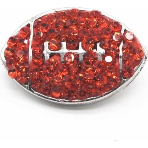 6pcs/lot 2018 New Snap Jewelry Orange Full Crystal 18mm Football Snap Buttons Jewelry Fit 18mm /20mm Snap Jewelry Bracelet
