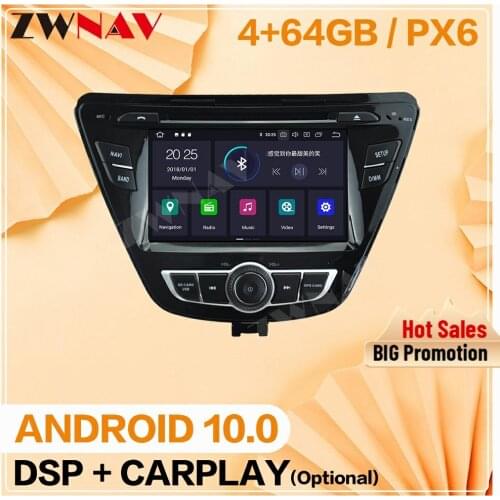 64GB DSP Carplay Android 10 2014 For Hyundai Elantra Avante GPS Navigation Auto Multimedia Stereo Audio Radio Recorder Head Unit