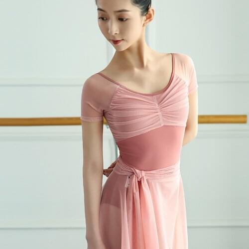 Ballet Leotards for Women Dance Leotard Adult Gymnastics Leotard Mesh Short Sleeve Swimsuit for Dancing Ballerina Dancewear