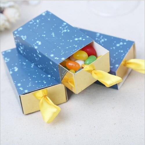 Free ship 200Pcs Romantic sky theme wedding drawer box candy box favor box paper bag wedding gifts for guests wedding decoration