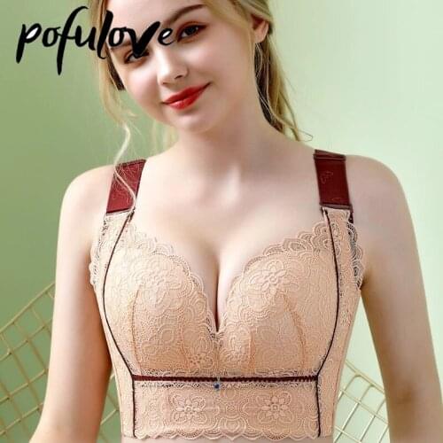 Sexy Lace Push Up Bra for Women Plus Size Bralette 110 D E Padded Wire Free Lingerie Brassiere Thin Gathered Soutien Gorge Femme