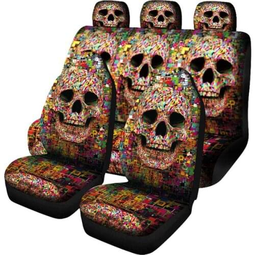 Skeleton Skull Printed Car Seat Cover Front Saddle Blanket Comfort Covers Vehicle Seat Protector Car Mat Covers, Fit Most Cars