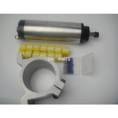 CNC milling spindle ER11 800w water cooling spindle motor + 13 pieces ER11 collets+10 pieces cnc engraving bits+spindle support