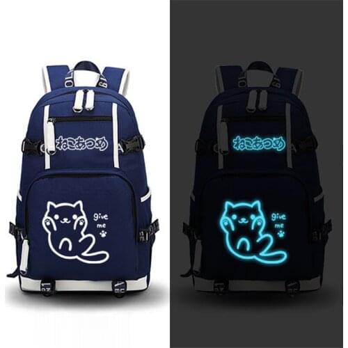 Anime Neko Atsume Women Back Pack Canvas School Bags Large Laptop Backpack Anime TraveL Bagpack Kawaii Cat Bookbag