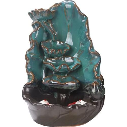 Ceramic large backflow incense burner Lotus backflow incense burner blue incense burner home creative cross-border ornaments