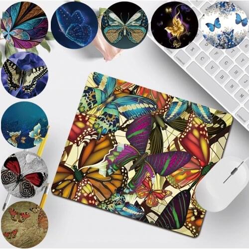 Mouse Mat Small Size Universal Mouse Pad Home Office Computer Portable Mouse Pad Smooth Game Mousepad Butterfly Pattern Series