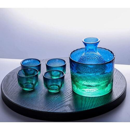 Creative Frosted Fingerprint Sake Bottle Wine Glass Set, Japanese-style Hand-painted Plum Blossom Sake Glass Including Wine Warm