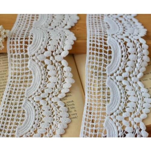 2 Meters 7.5cm High Quality 100% Cotton Beige White Venice Lace Trim Fabric Fancy Small Flower Lace Trimmings
