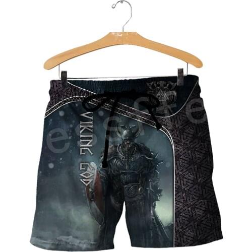Tessffel Viking God Symbol Tattoo Warriors Unisex Casual Harajuku Newest 3DPrint Summer Cool funny Beach Shorts Short Pants B-1