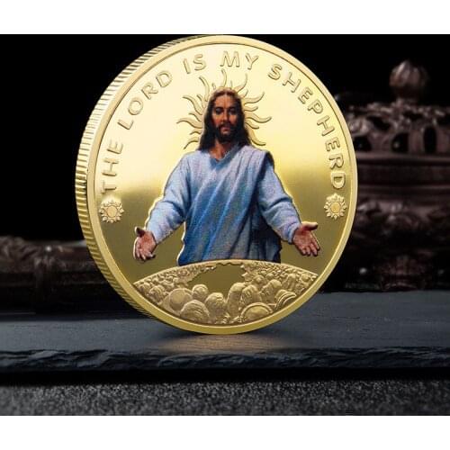 Jesus Christ Metal Commemorative Coin, Gilded Silver Coin, Religious Souvenir Coin Collection