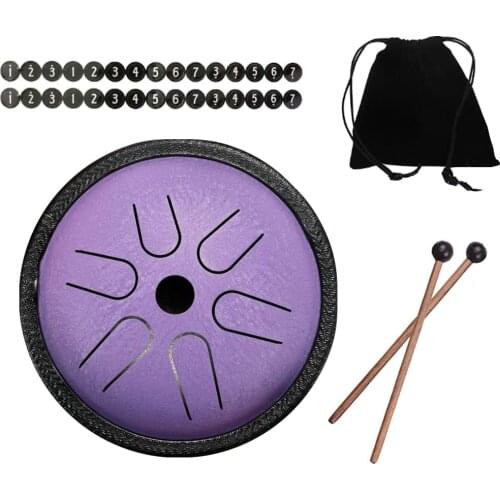 Steel Tongue Drum Mini Tank Drum 5.5 Inch 6 Notes C Key Hand Tankdrum Handpan Pan Drum Tank with Mallets,Stickers,Carrying Bag