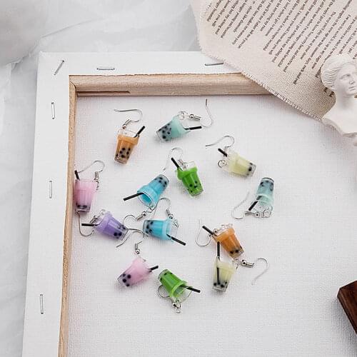 Milk tea trendy dangle drop earring for women fashion korean 2020 new cute food earrings statement bauble bar earings jewelry