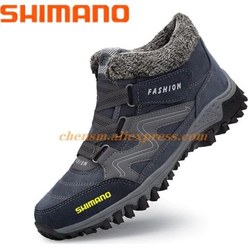 Shimano 2022 New Fashion Men Fishing Boots Fur Snow Boots Keep Warm Winter Cycling Shoes Comfortable Outdoor Sport Men Sneakers